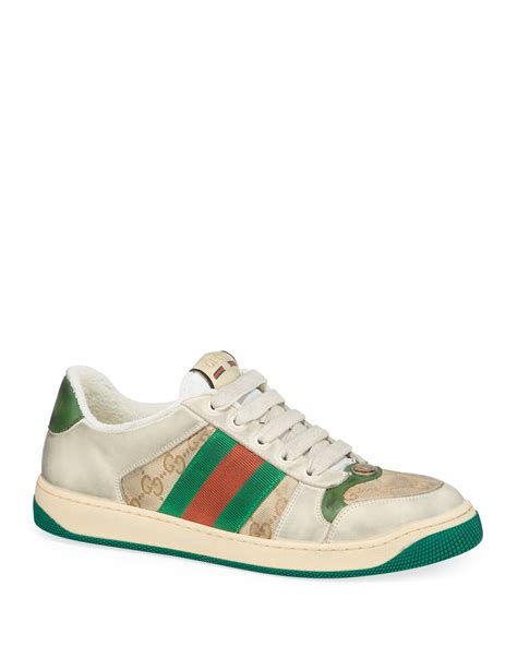 gucci distressed leather sneaker|Gucci gg canvas sneakers.